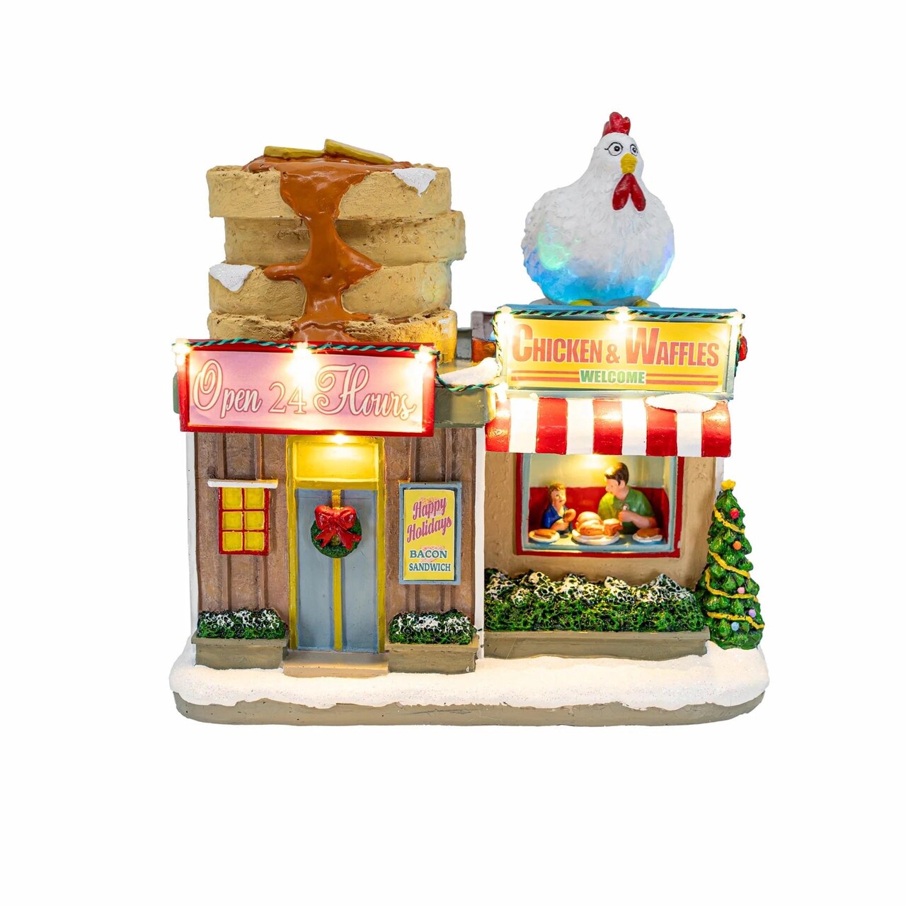 FG Square Chicken & Waffles Restaurant Animated Christmas Village